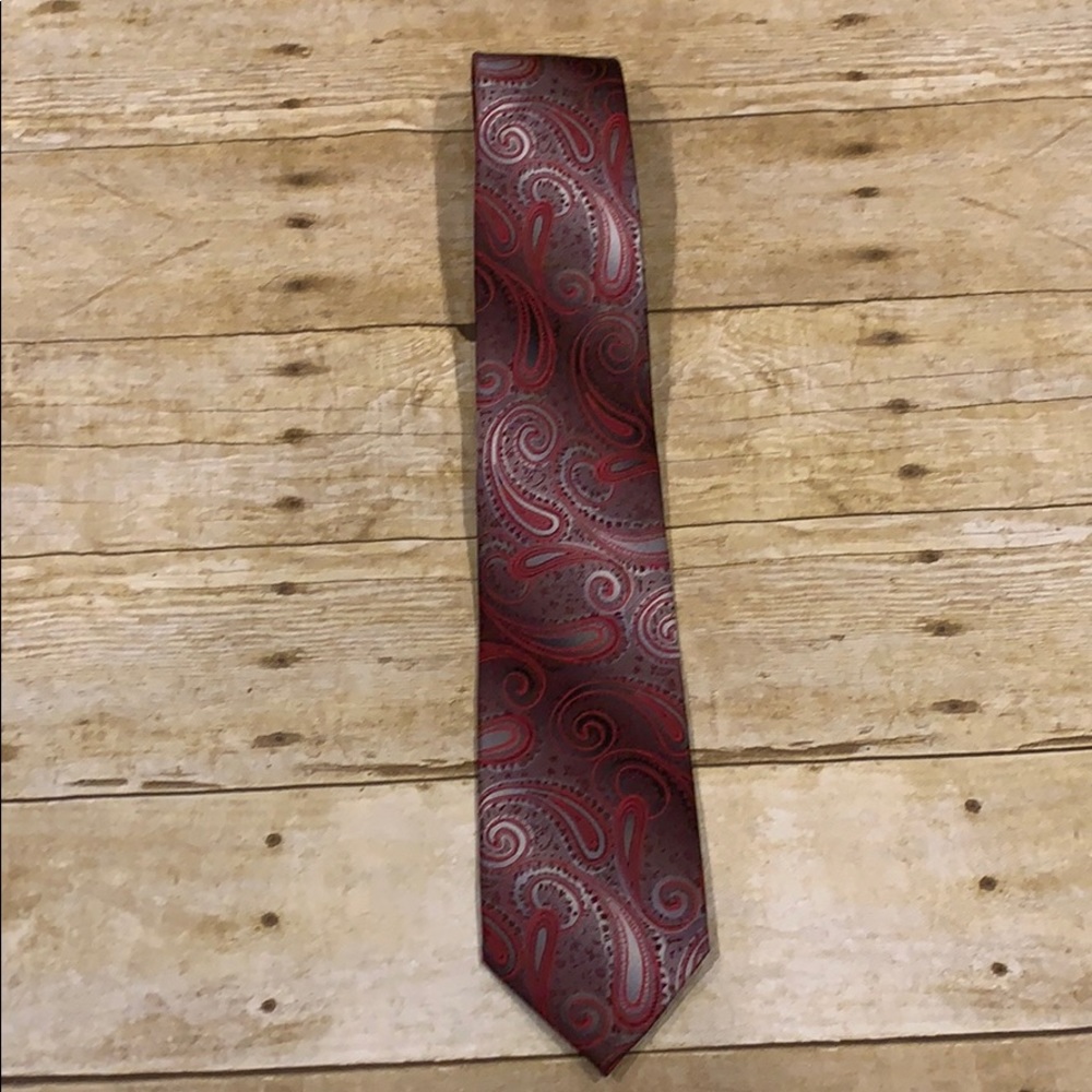 Pierre Cardin paisley 100% silk Tie Red